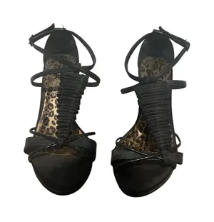 Cathy Jean Brazil Strappy Black 4" Stilleto Heels Pumps Black Women's Size 6 GUC thumbnail 1