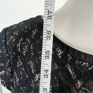 R&K Black Floral Lace Fit and Flare Cap Sleeve Dress Satin Trim Size 18 thumbnail 5