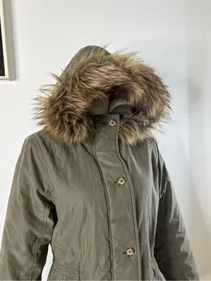 Vintage Y2K Abercrombie & Fitch Olive Sherpa Faux Fur Hood Park small thumbnail 3