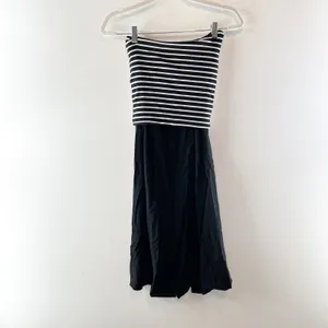 Miou Muse Striped Strapless Ribbed Mini Dress Black White Small thumbnail 3