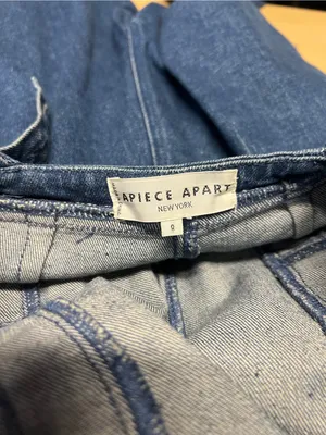 Apiece Apart Carmen Denim Overalls Size 0 Blue Wide Leg Cross Back Jumpsuit thumbnail 9
