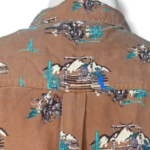 Ariat Womens Sleeveless Western Rodeo Print Button Down Shirt Brown Boho Cowgirl thumbnail 5