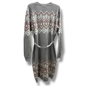 Lucky Brand Womens Fair Isle Belted Henley Sweater Dress Gray Knit XL‎ NWT thumbnail 4