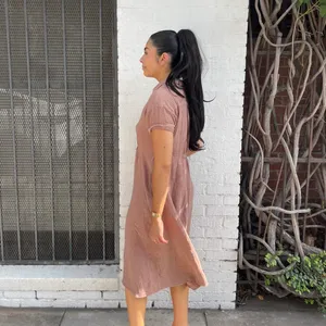 Old Navy Evereve Timeless tan cotton midi dress sz m / doesn’t come with waist tie thumbnail 3