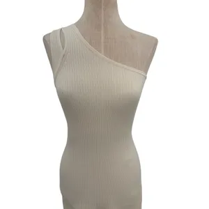 Lululemon Ribbed Asymmetrical One Shoulder Knit Mini Dress Ivory Size‎ XXS thumbnail 5