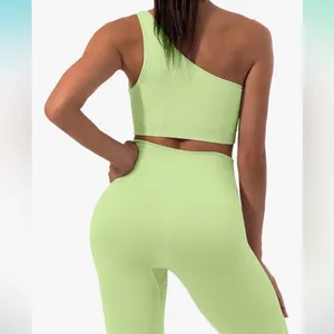 Amazon Sportneer Avocado Green Ribbed Seamless Gym Yoga Leggings Pants thumbnail 11