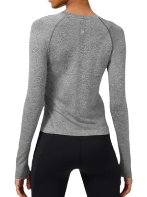 Lululemon Swiftly Tech Long Sleeve 2.0 Race with Thumb Cuffs Gray Size 4 thumbnail 3