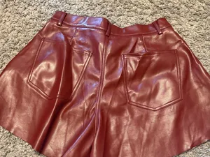 Olivaceous Faux Leather Mini Skirt in Burgundy thumbnail 3