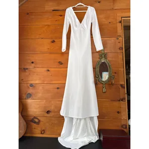 Lulus Extravagant Love White Backless Long Sleeve Wedding Dress Extra Small thumbnail 2