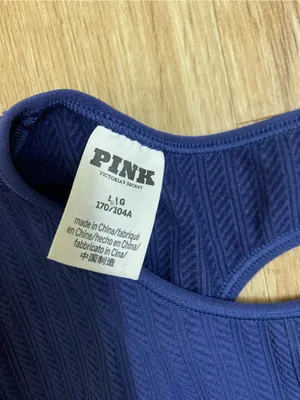 PINK Victoria's Secret Deep Blue Long Sleeve Top with an opening at the back thumbnail 3