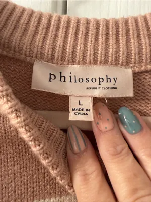Philosophy Striped Crewneck Sweater in Blush and Cream thumbnail 2