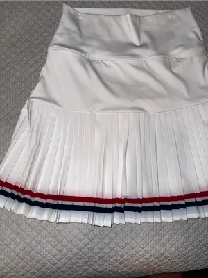 Beach Riot White Pleated Mini Skort with Red & Navy Stripes thumbnail 6