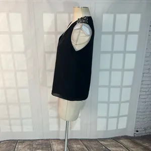 Alice & Olivia black embellished shoulder sleeveless blouse size XS thumbnail 8