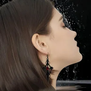 Retro Style Gothic Black Cross Earrings Funky Vintage Style Faux Fashion Jewelr thumbnail 3