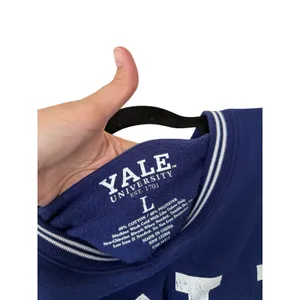 Yale University Bulldog Graphic Sweatshirt Blue Striped Trim Pullover Size Large thumbnail 4
