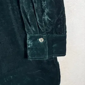 John Mark Dark Green Velvet Tunic Shirt Long Sleeve Collared Viscose Blend M thumbnail 3