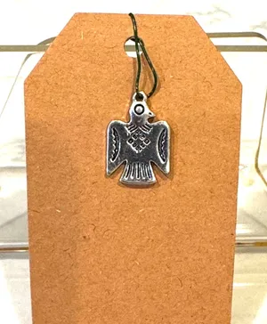 Silver tone Thunderbird Southwest native Motif Bird Charm Pendant thumbnail 1