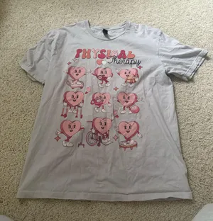 Physical therapy valentines t shirt Gray Size L thumbnail 1