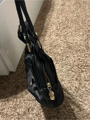 BCBGMaxAzria Black Shoulder Satchel with Gold Hardware thumbnail 7