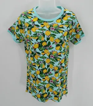 Vera Bradley Pajama Shirt Womens S Blue Yellow Lemon Grove Ribbed Cotton Tee NEW thumbnail 1