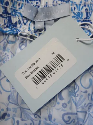 NWT Hill House Camilla in Blue Mosaic Cotton Tiered A-line Maxi Skirt M thumbnail 6