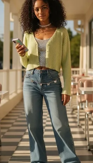 Urban Outfitters Out From Under Button Front Long Sleeve Top Women's M Green Y2K thumbnail 1