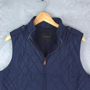 Talbots Quilted Vest Women Large Navy Blue Diamond Fleece Lined Full Zip thumbnail 3
