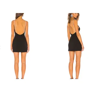 NBD Hollywood & Vine Mini Dress Black Crystal Embellished Straps Backless Party thumbnail 3