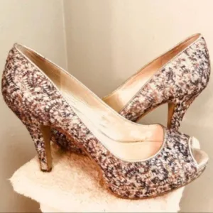 Nine West Metallic Giltter Heels Sparkly Silver Lace Open Toe Evening 7.5 M thumbnail 8