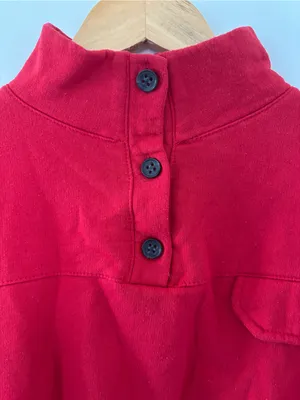 Red Quarter Button Up Sweatshirt thumbnail 3