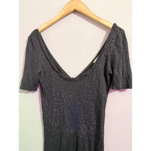 Free People Dark Gray Studded Open‎ Back Knit Mini Dress thumbnail 3