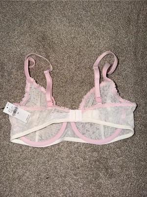 Old Navy Light Pink Sheer Dot Mesh Underwire Bra thumbnail 2