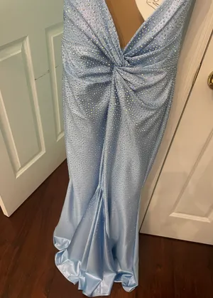 Jovani blue fitted v neck dress style 220110 thumbnail 8