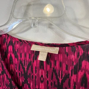 Woman Within Plus Size 22/24W‎ Maxi Dress 1X Petite Pink Black Ikat Coastal 602 thumbnail 8