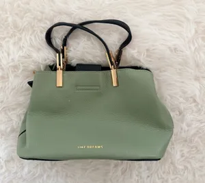 Like Dreams Sage Green and Black Faux Leather Satchel Handbag thumbnail 1