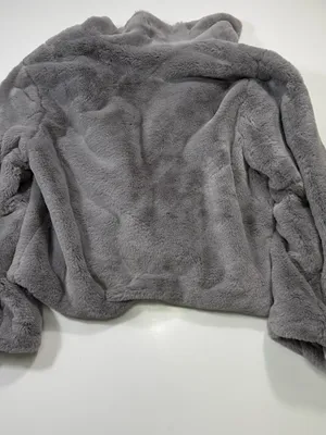 Allegra K Gray Plush Teddy Jacket with Cozy Collar thumbnail 8