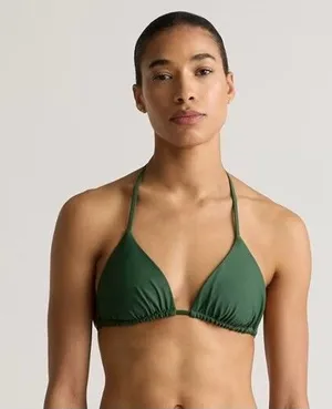 New Quince Women's Italian Triangle Bikini Top Palm Green Size Small thumbnail 1