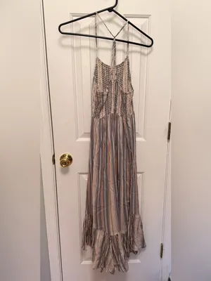 Angie‎ Striped Smocked Maxi Dress Small Boho Coastal S thumbnail 4