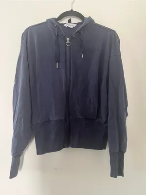 Athleta Navy Blue Zip Up Hoodie Sweatshirt XS Model Off Duty Athleisure Lounge thumbnail 1
