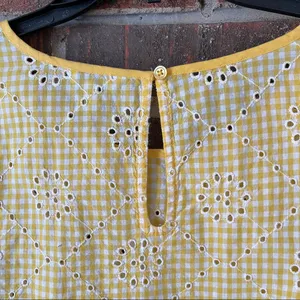Yellow Gingham Crown and Ivy Eyelet Short Sleeve Top thumbnail 5
