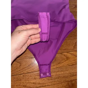 Intimately Free People Purple One Puff Shoulder Thong Bodysuit S Stretch thumbnail 5