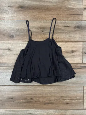 AMERICAN EAGLE Boho Chic Gray Eyelet Lace Flowy Tank Top | Size Small thumbnail 4