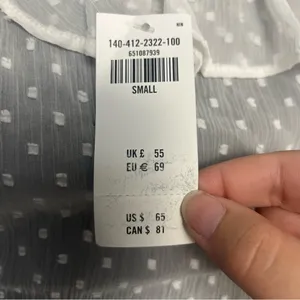 New Abercrombie & fitch while polka dot tie-front ruffle mesh long sleeve small thumbnail 7