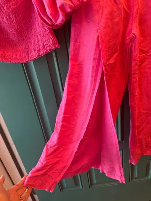 Young Fabulous & Broke Pink Linen Smocked Puff Sleeve Top Wide Leg Slit Pant Set Extra Small thumbnail 7