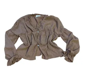 Peach Love California Brown polka dot long sleeve s thumbnail 1