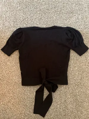 Blue Rain Black Short Sleeve Tie-Back Sweater Top thumbnail 2
