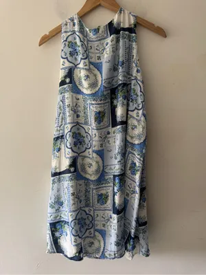 NEW!! Abercrombie & Fitch Blue Floral‎ Patchwork Summer Dress thumbnail 2