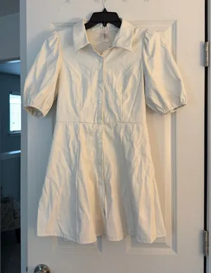 TCEC White Pleather Mini Dress thumbnail 1