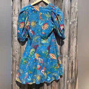 Farm Rio Embellished Lace Up Ocean Stories Printed Swiss Dot Cotton Mini Dress thumbnail 15