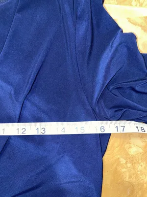 American Living Gabrielle Navy Blue Longsleeve Ruffle Satin Sheath Dress Size 6 thumbnail 13